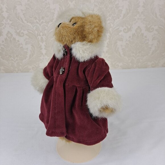 Boyds Bear The Archive Series 1990-1998 Vintage Red Velvet Coat Faux Fur w/Stand - Picture 6 of 14